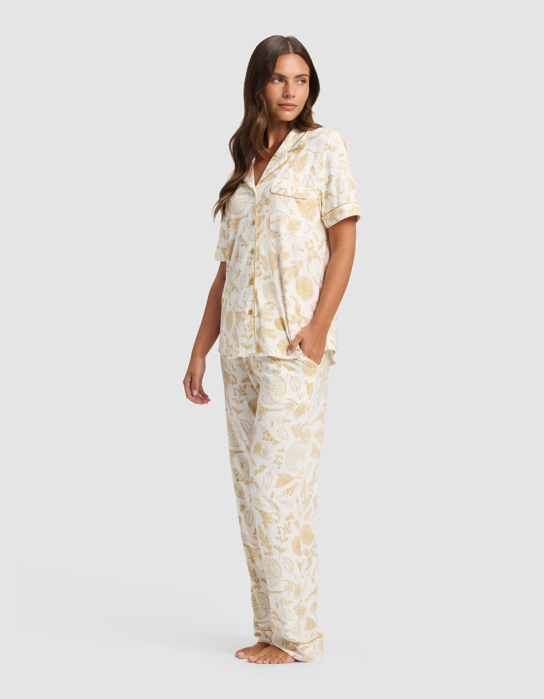 Women's Bamboo Stretch-Knit Short Sleeve & Pant Pajama Set - Last Chance - Image 4
