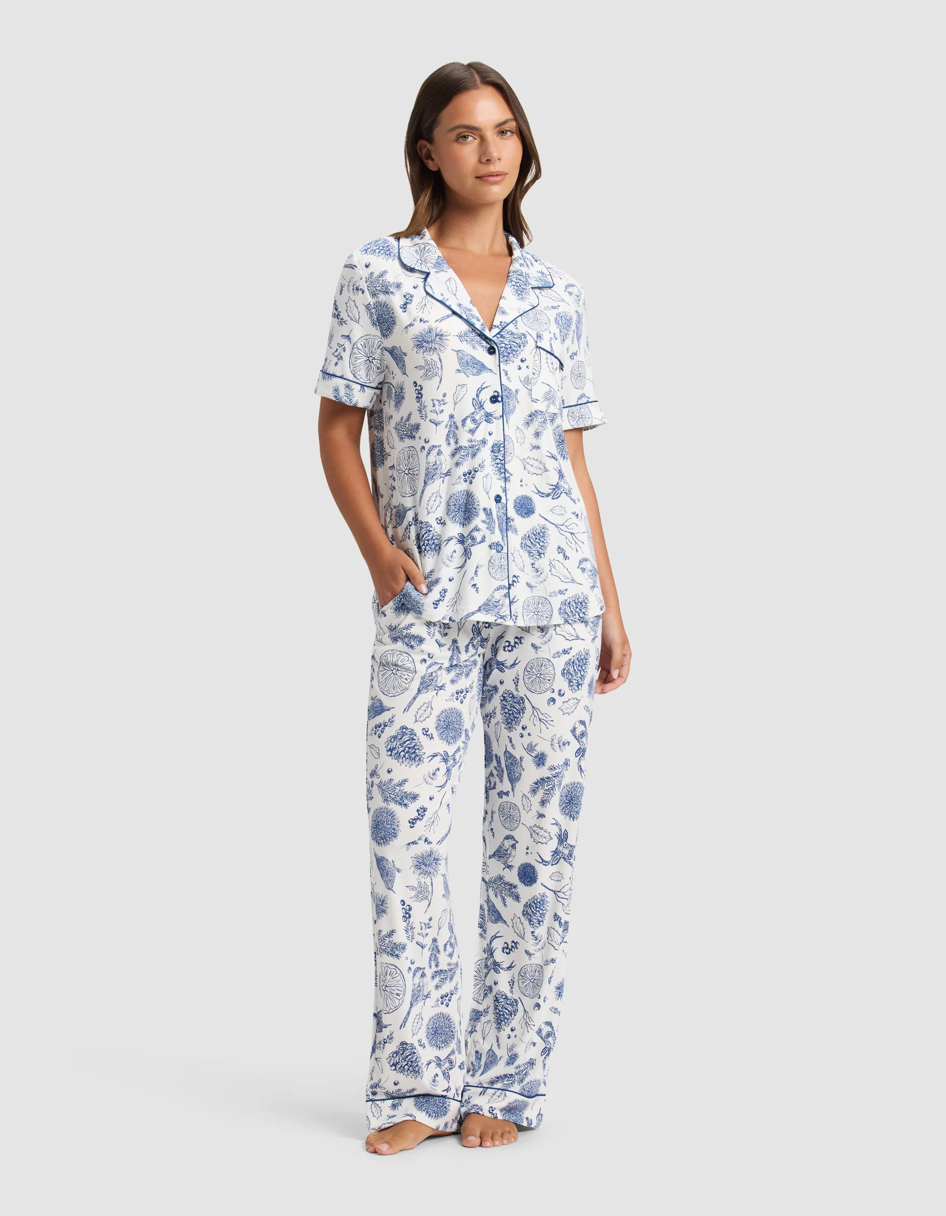 Women's Bamboo Stretch-Knit Short Sleeve & Pant Pajama Set - Last Chance - Image 5