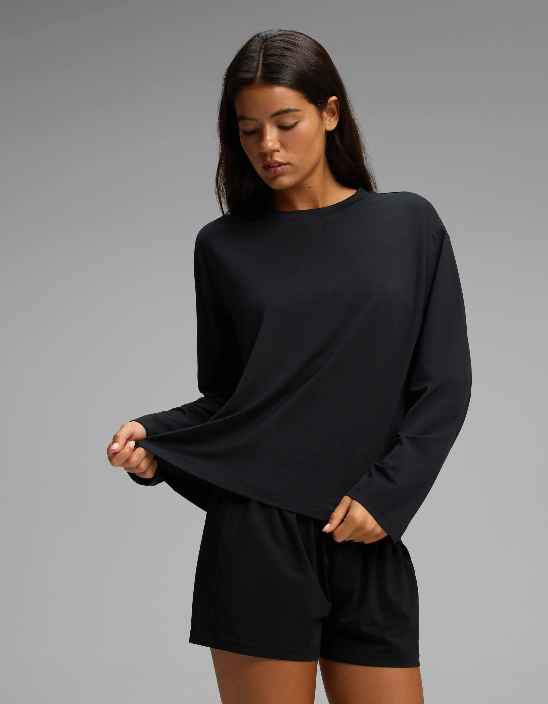 Women's First Layer Long Sleeve Sleep Tee & Boxer Short Set - Image 2