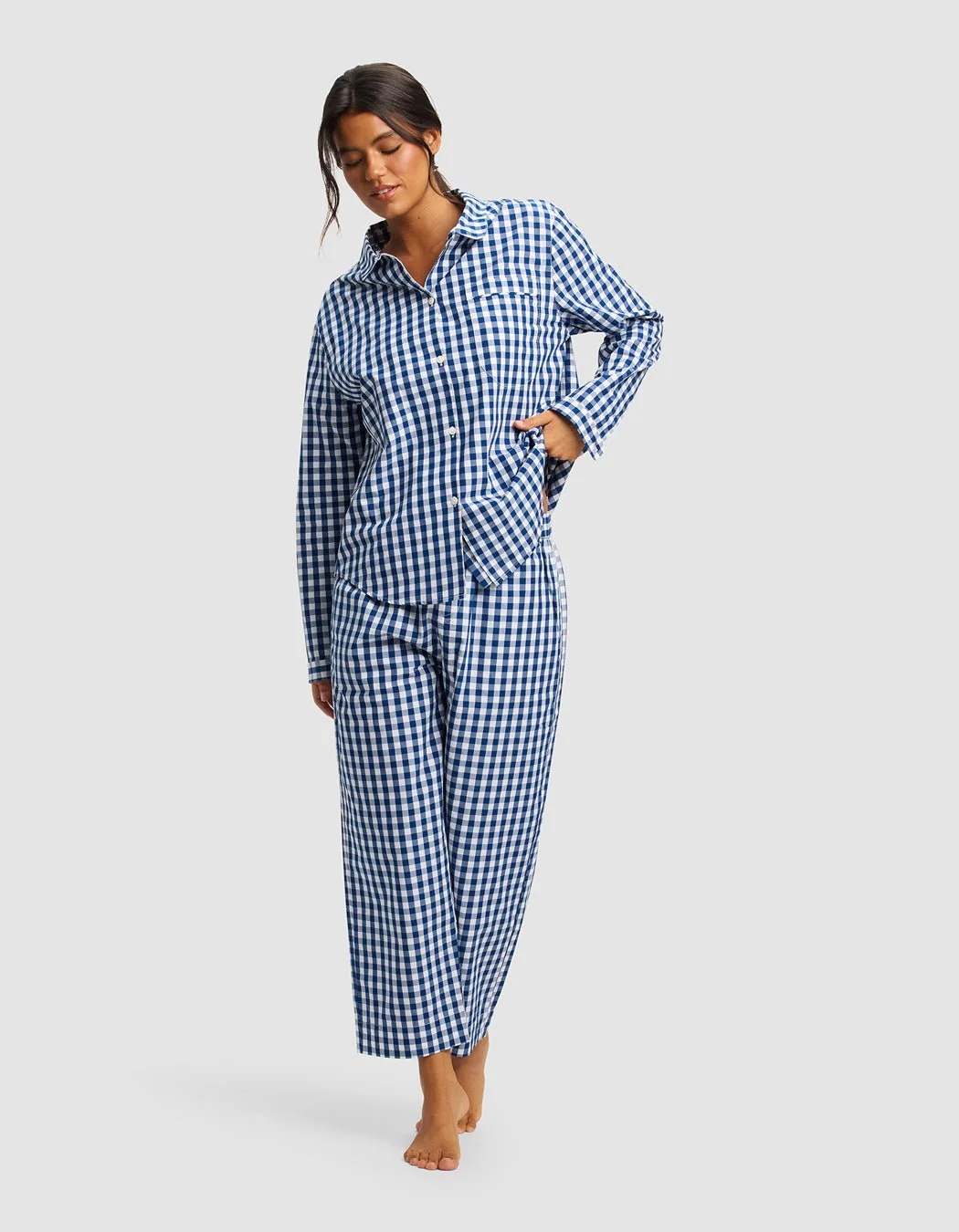 Women's Sutton Long Sleeve Cropped Pajama Set - Last Chance