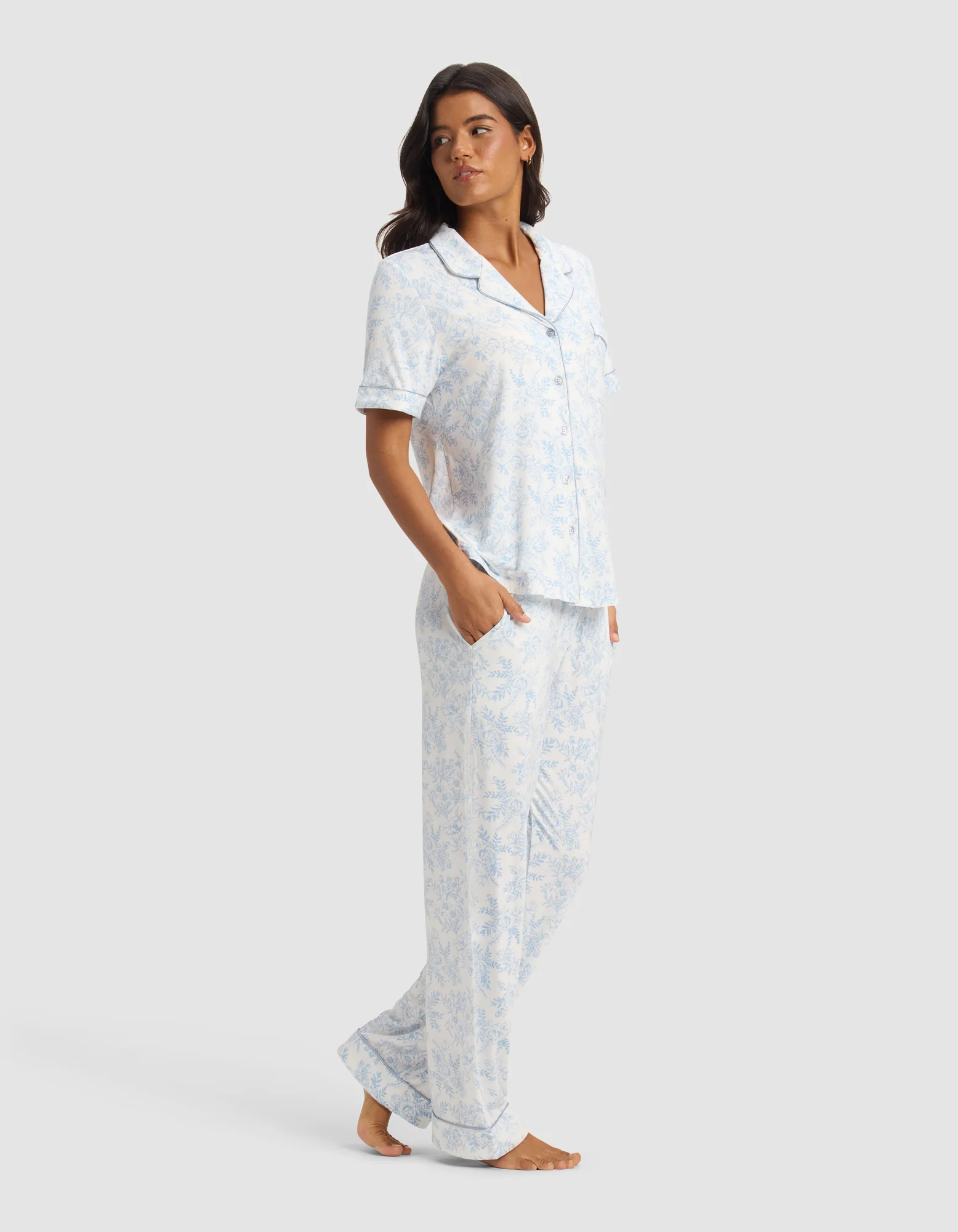 Women's Bamboo Stretch-Knit Short Sleeve & Pant Pajama Set - Last Chance - Image 25