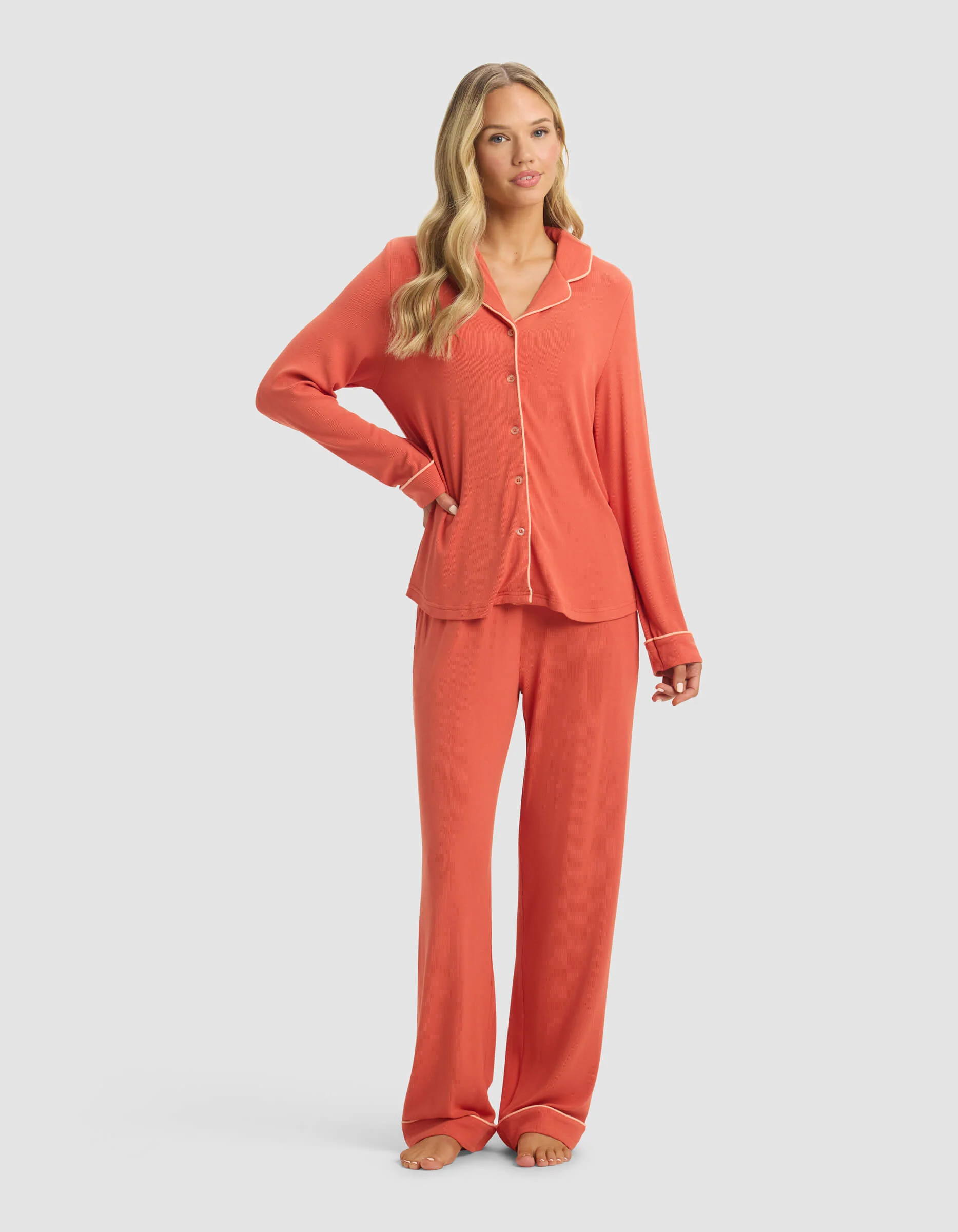 Women's Bamboo Rib-Knit Classic Long Sleeve Pajama Set - Last Chance