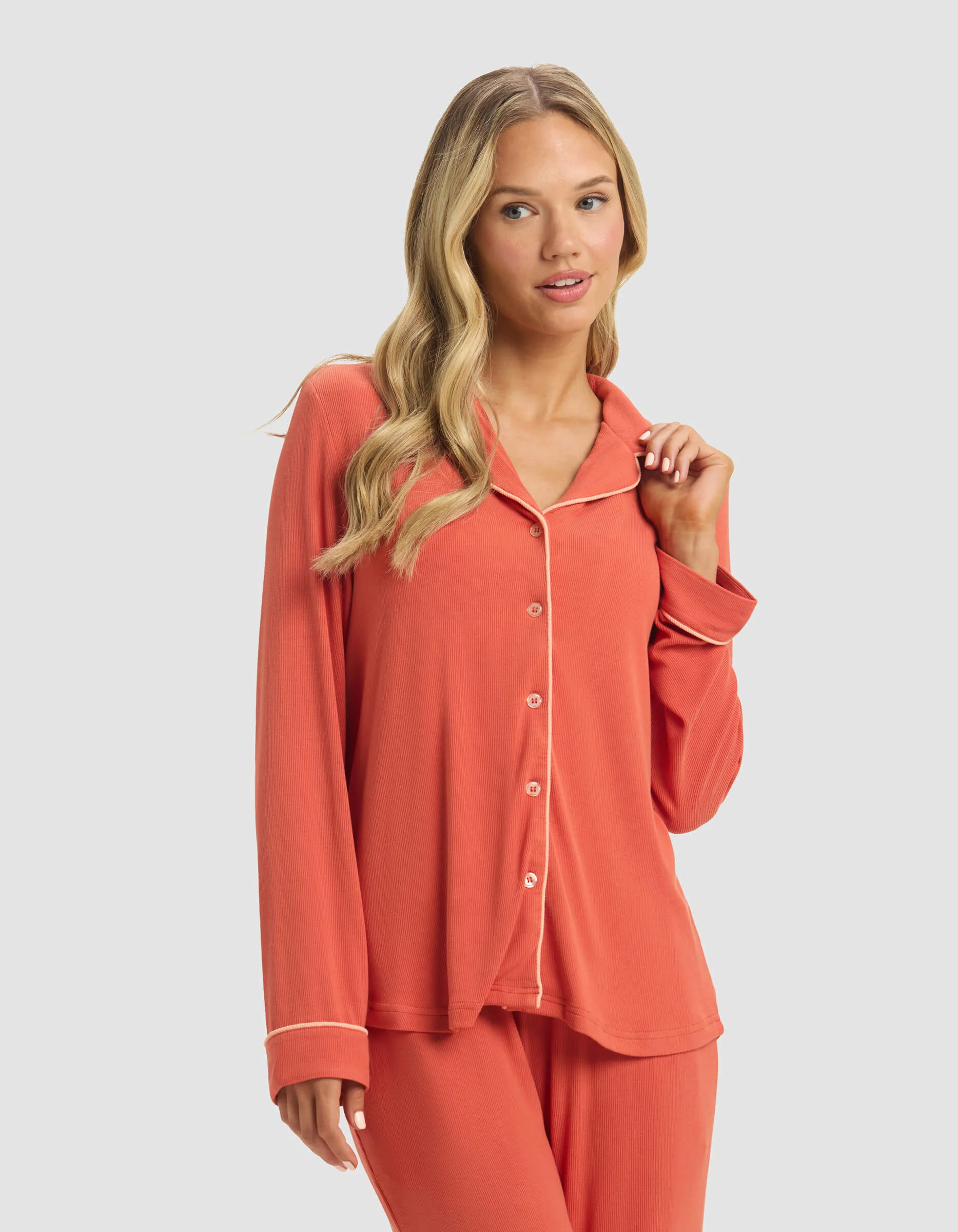 Women's Bamboo Rib-Knit Classic Long Sleeve Pajama Set - Last Chance - Image 20