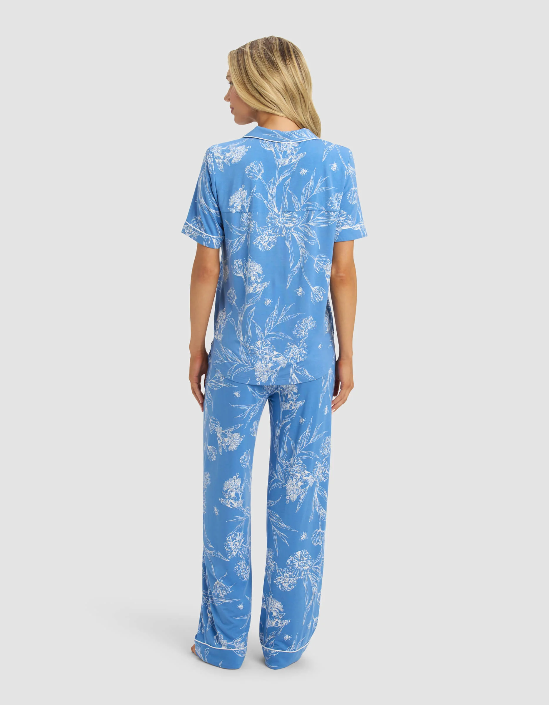 Women's Bamboo Stretch-Knit Short Sleeve & Pant Pajama Set - Last Chance - Image 2