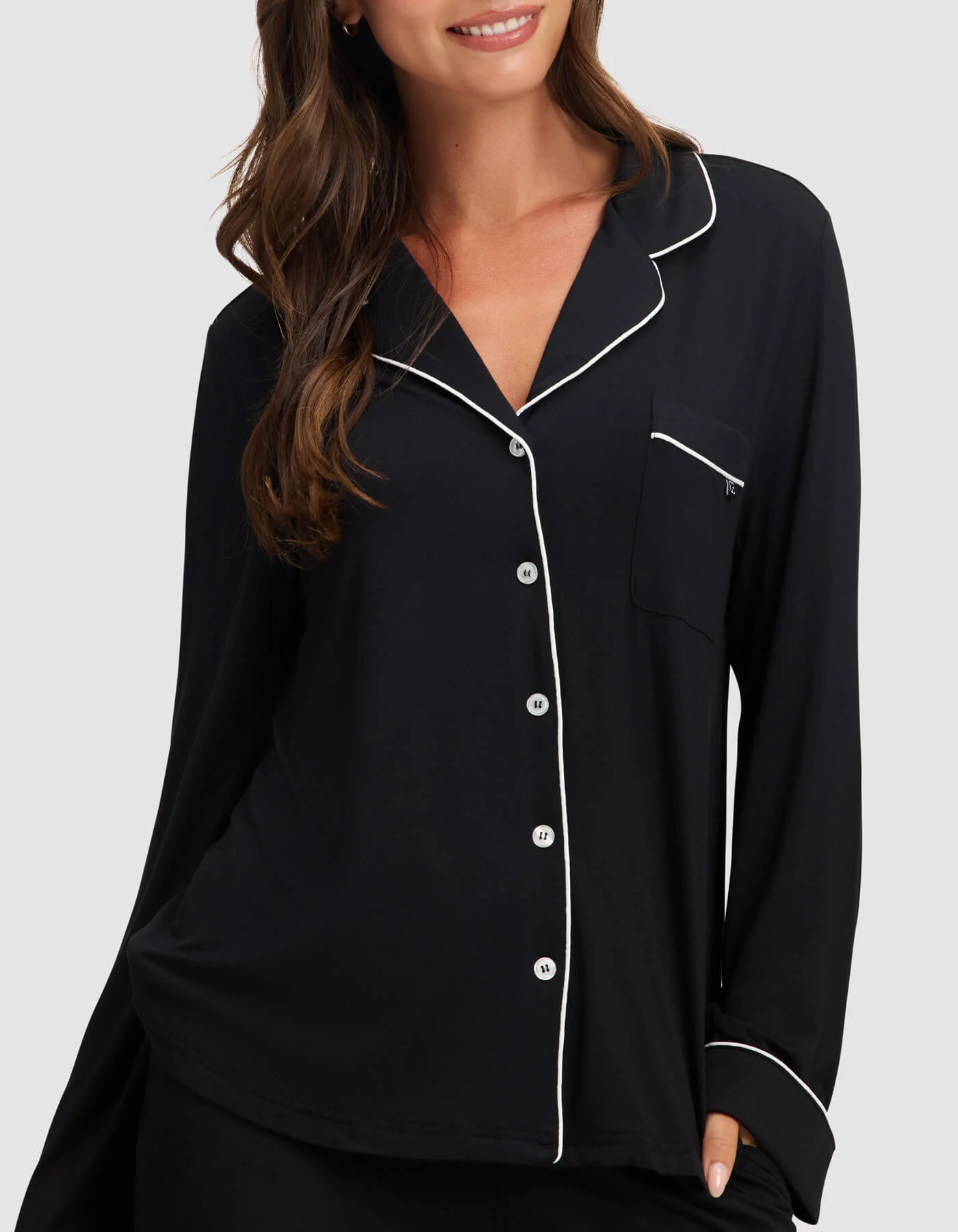Women's Bamboo Stretch-Knit Long Sleeve Pajama Top - Image 13