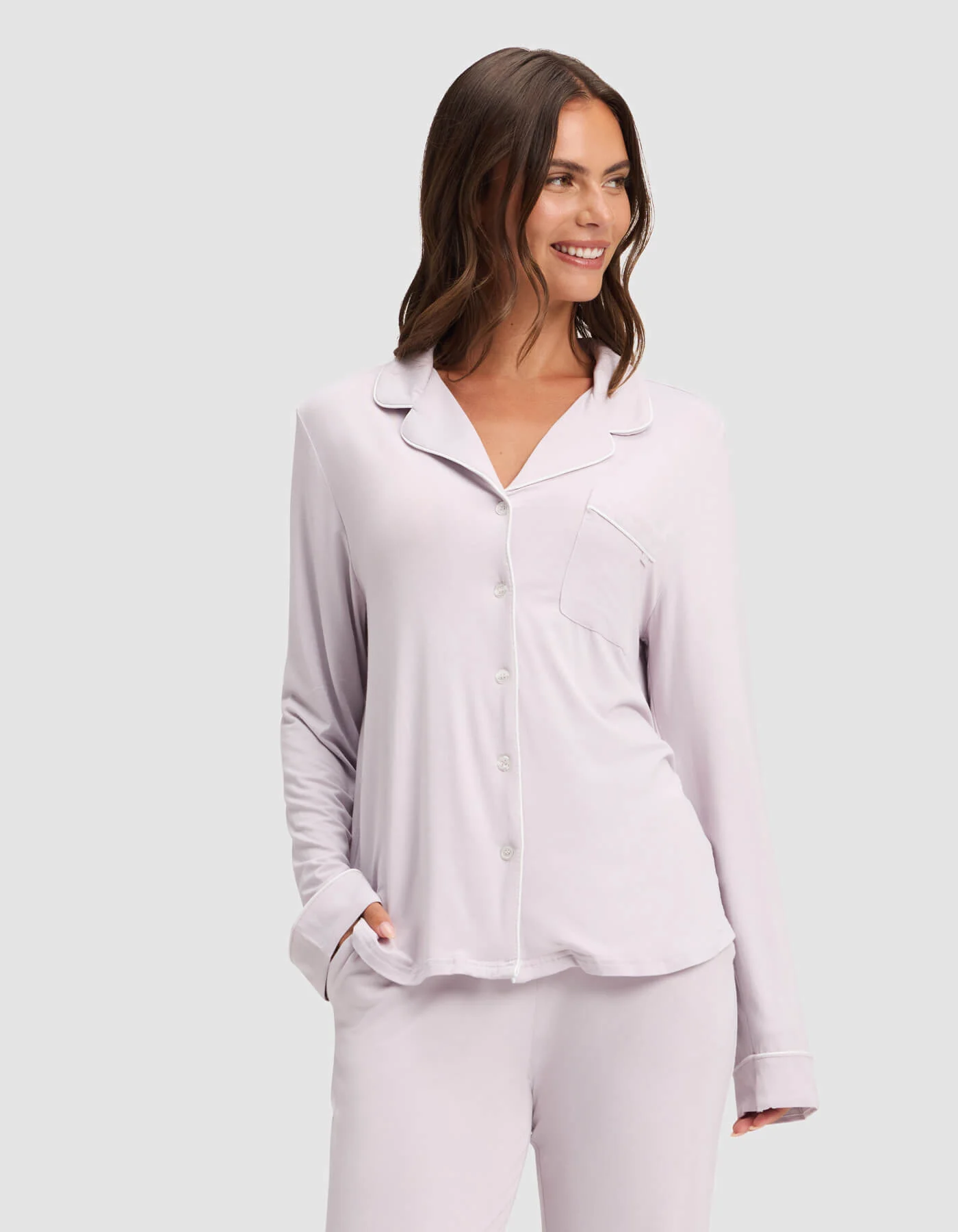 Women's Bamboo Stretch-Knit Long Sleeve Pajama Top - Image 3