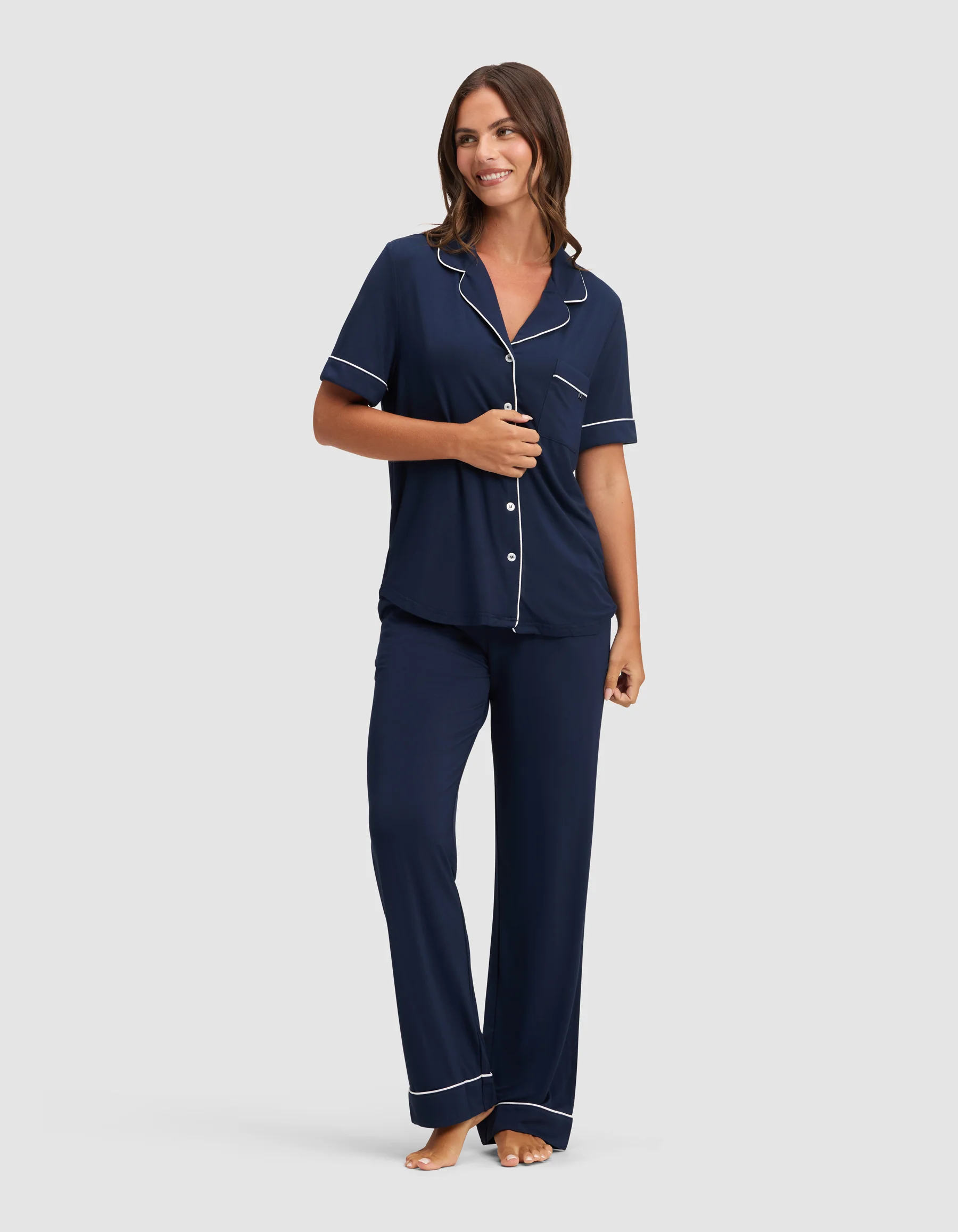 Women's Bamboo Stretch-Knit Short Sleeve Pajama Top - Image 10