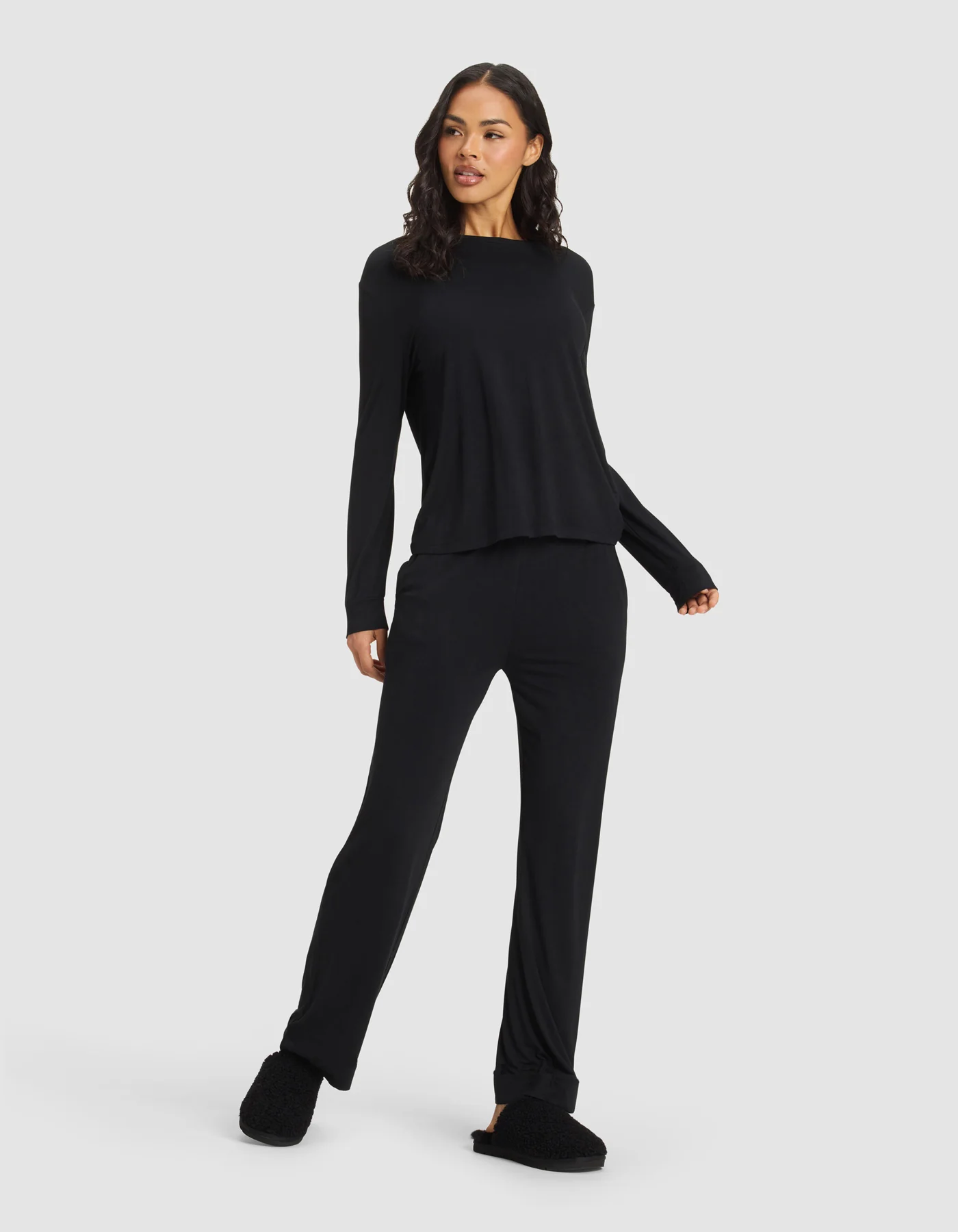 Women's Bamboo Stretch-Knit Long Sleeve Lounge Tee & Pant Set - Image 3
