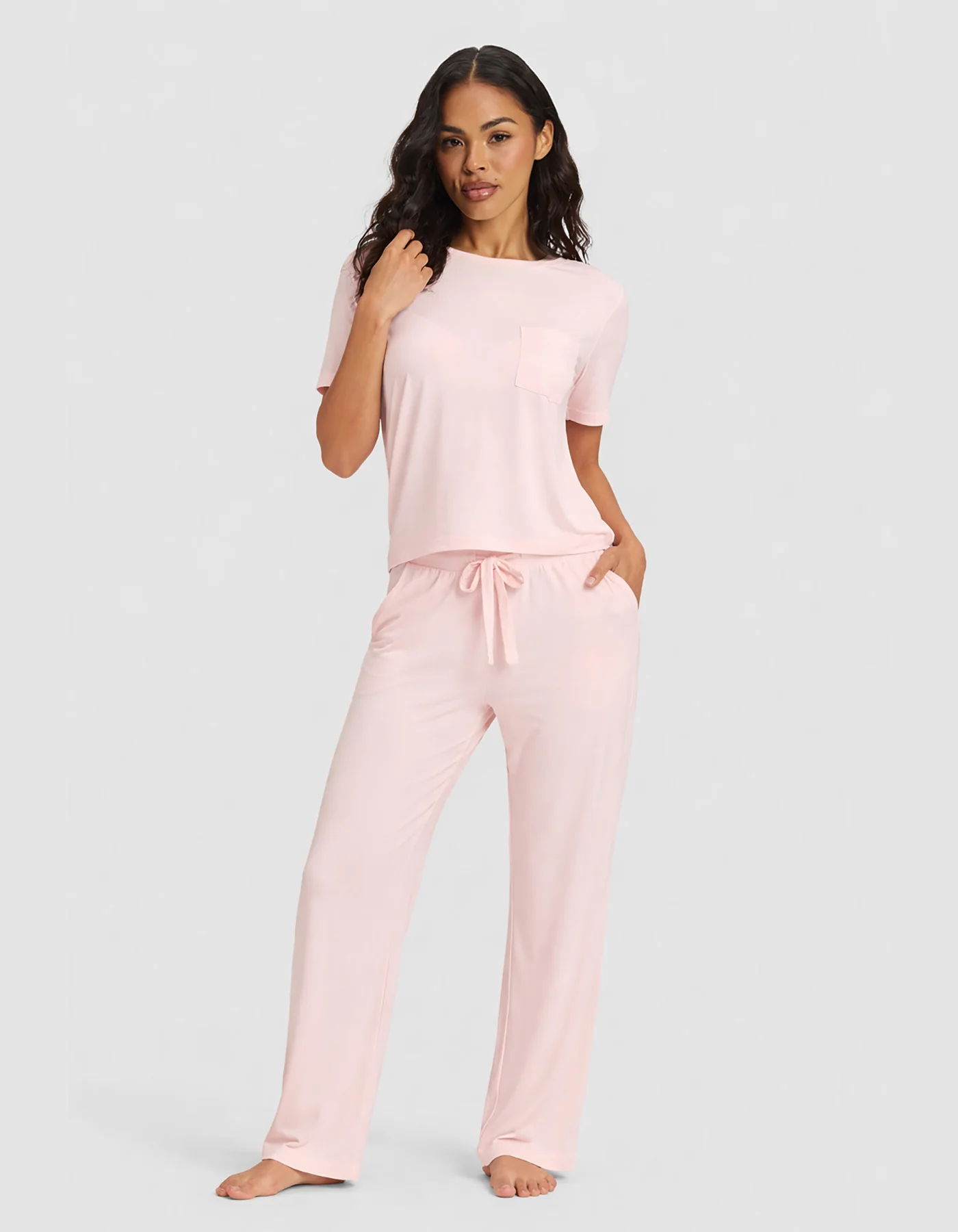 Women's Bamboo Stretch-Knit Lounge Tee & Pants Set - Image 12