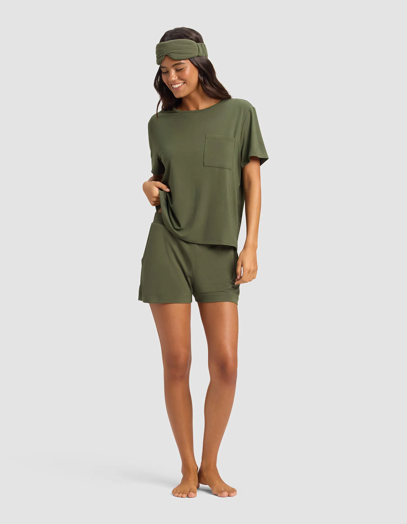 Women's Bamboo Stretch-Knit Lounge Tee & Shorts Set - Image 3
