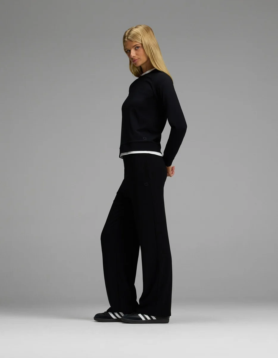 Women's Brushed Bamboo Pullover Crew & Wide Leg Pull On Pant Set - Image 10